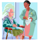 disegno di persona anziana con dottoressa