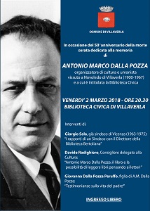 locandina evento serata dedicata a Antonio MzrcoDalla Pozza