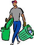 uomo conin mano contenitori per i rifiuti