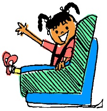 disegno di una bambina seduta sul seggiolino