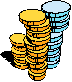 disegno di tre pile di monete